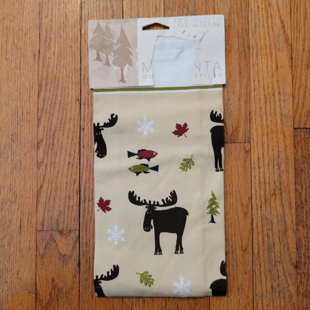Tea Towel Tan Moose Fish Canadian Collection Cotton Display Deor Gift Cabin